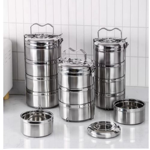 睿厨 φ14cm 不锈钢四层分体便携餐盒